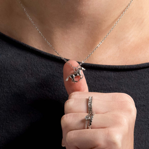 18K Gold PVD Stainless Steel Western Horse Charm: Gold