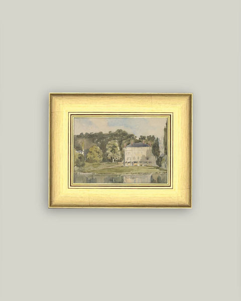 View of Chateau Framed Antique Art: 8x6