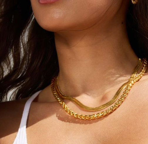 Rope Spiga Necklace Waterproof Stainless Steel - 14K Gold