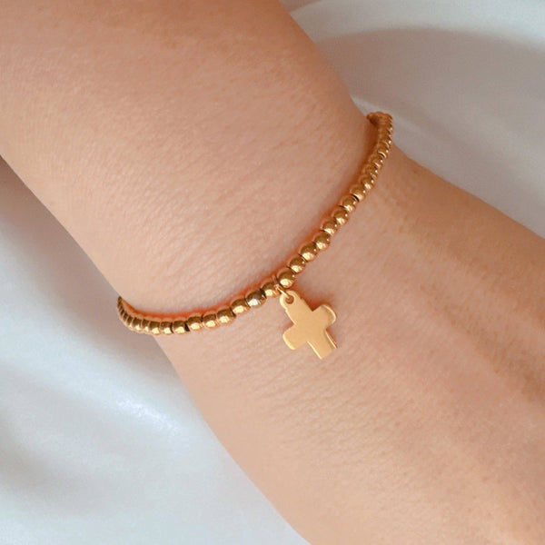 Golden Ball Single Charm Stretch Bracelet: Magic Key