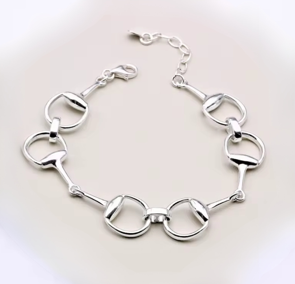Snaffle Bit Line Bracelet 14K gold or silver: Yellow Gold