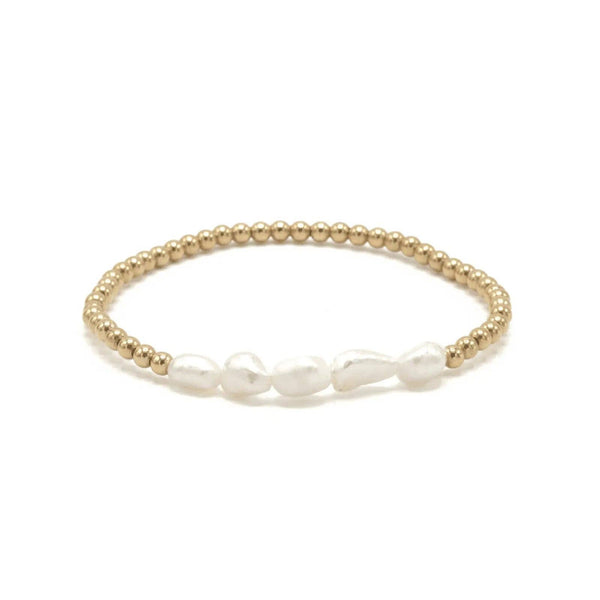 Baroque Row Pearl Bracelet in 14k Gold-Filled: 7