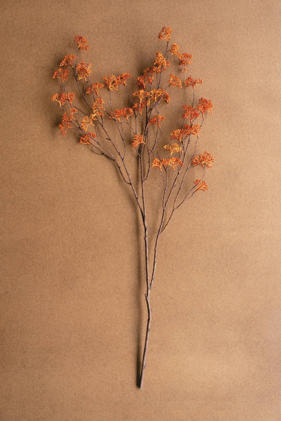 ARTIFICIAL RICE FLOWER STEM - RUST: Orange / Plastic/Wire / 40"t