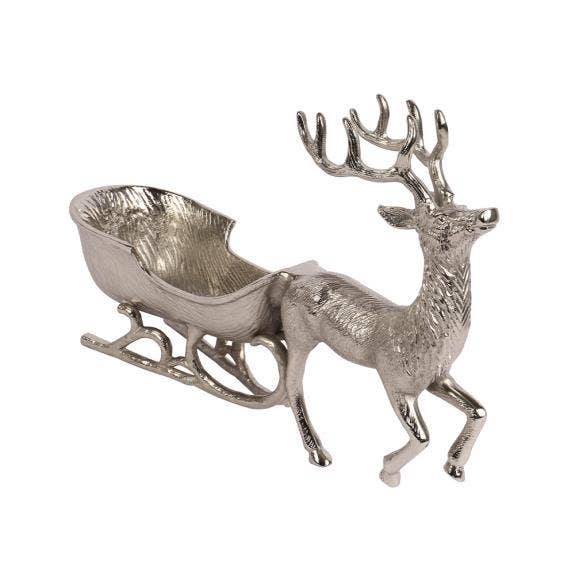 Silver Reindeer Sleigh Bowl