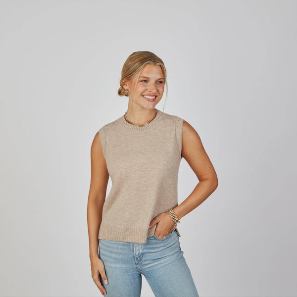 Cashmere Vest Sweater in Camel: XS