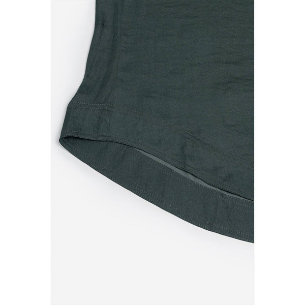 Oversized 3/4 Sleeve Button Up Blouse: Navy / L