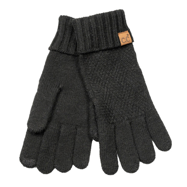 C.C Diagonal Pattern Striped Winter Gloves: Cocoa