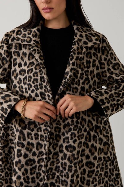 Animal Print Boucle Jacket - Taupe & Black Animal Print