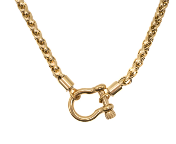 Carabiner horse Bit- Charm-Wheat Chain  PVD : Two Tone