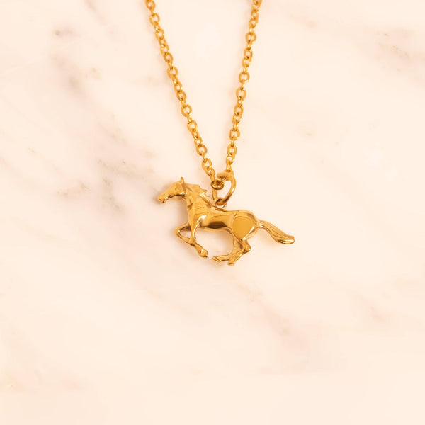 18K Gold PVD Stainless Steel Western Horse Charm: Gold