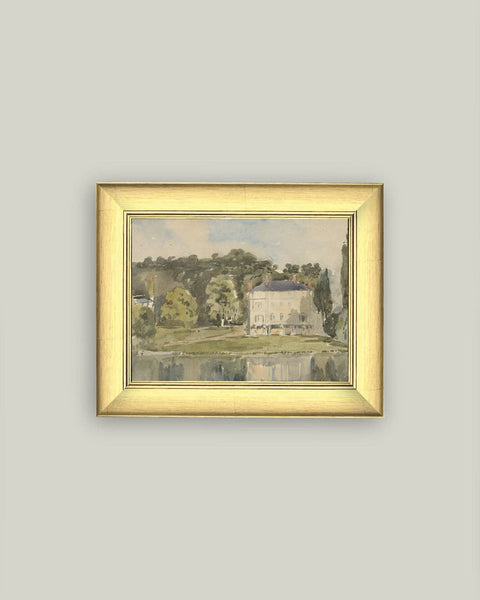 View of Chateau Framed Antique Art: 11x9