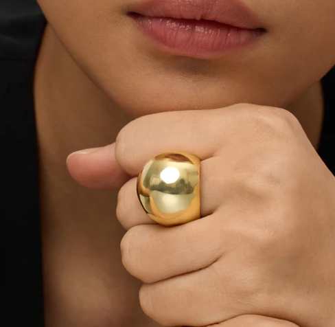 Max Dome Ring- Stainless Steel Waterproof 14K: Yellow Gold / 7