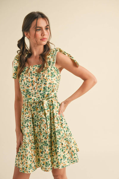 Tiered Mini Dress: Yellow