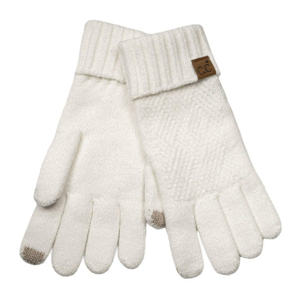 C.C Diagonal Pattern Striped Winter Gloves: Black