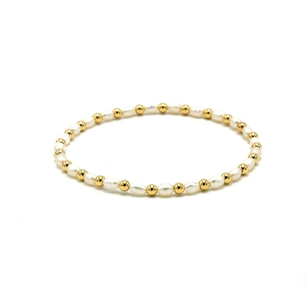 3mm Montauk 14k Gold and Pearl Waterproof Bracelet: 7.0