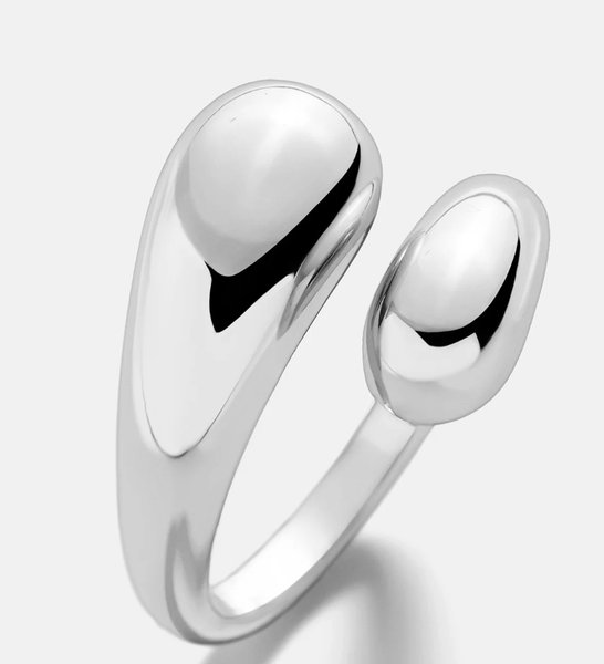 Modern Crossover Ring- Dome Band- Stainless Steel Ring: Silver