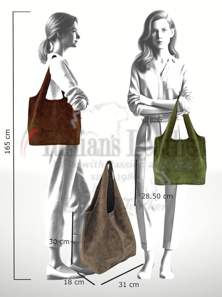 Giannina 221024 Suede Leather Shoulder Bag: Leather