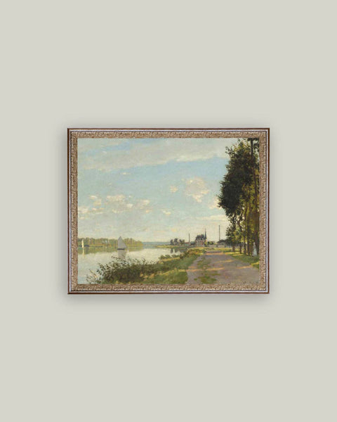 Riverside Walk Framed Antique Art: 16x12