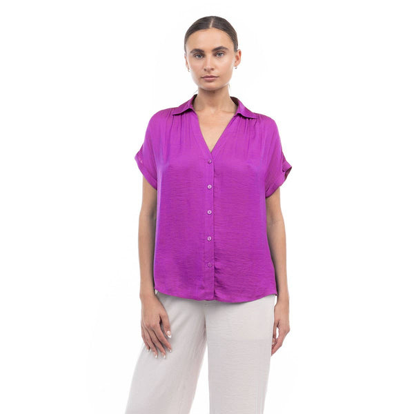 Short Sleeve Blouse: Navy / M