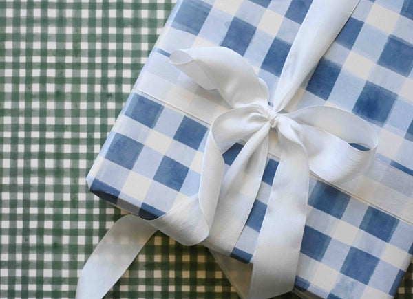 Blue Gingham Gift Wrap : Roll of 3 Sheets
