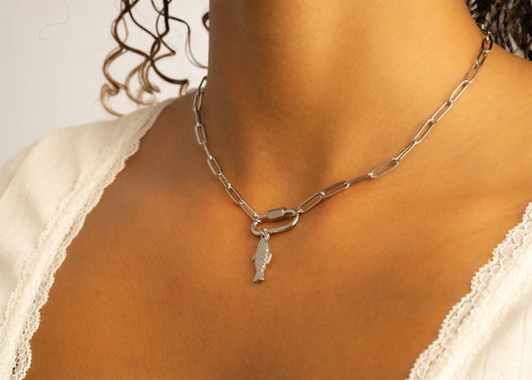 18K Gold PVD Stainless Steel Fish Charm: Gold