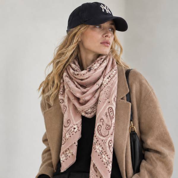 Brushed Bandana Oversized Square Scarf: Dusty Rose