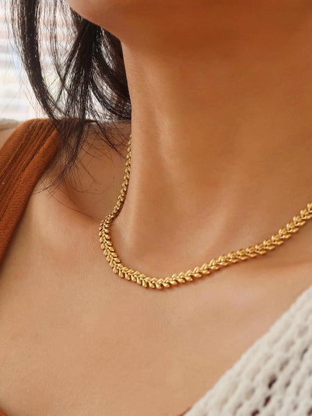 Classic Wheat Chain Necklace: Gold