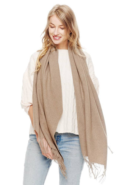 Soft Cashmere Solid Color Fringes Scarf: Heather Gray
