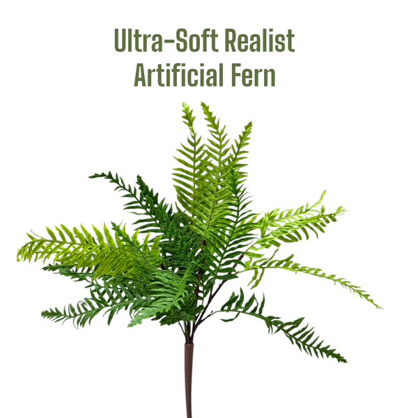 Realistic & Ultra-Soft Touch-21 Leaves-Artificial Fern Bush: Style C