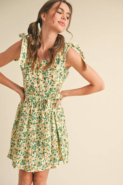 Tiered Mini Dress: Yellow