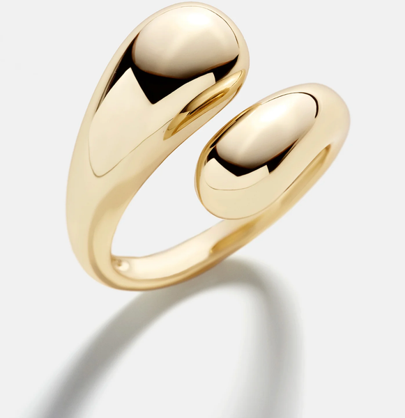 Modern Crossover Ring- Dome Band- Stainless Steel Ring: Yellow Gold