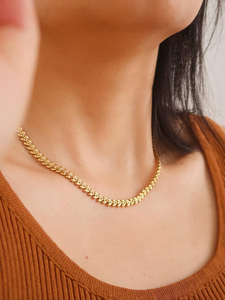 Classic Wheat Chain Necklace: Gold