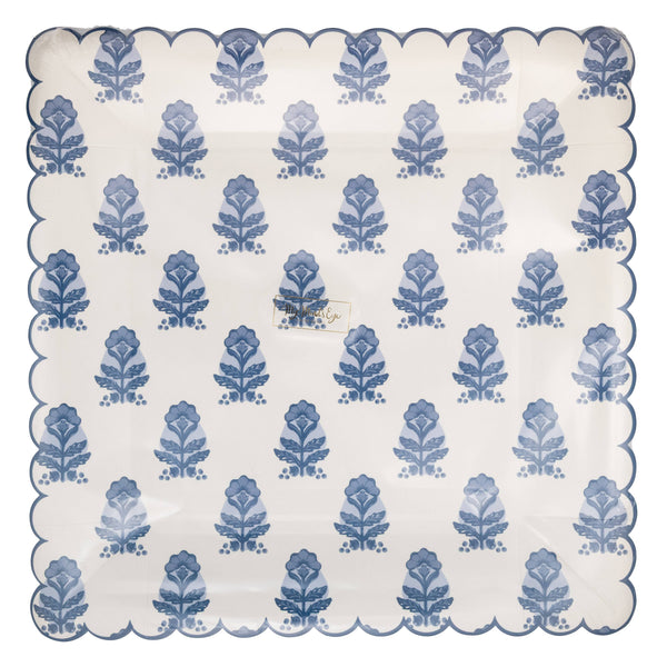 Blue Flower Block Print 10" Plate