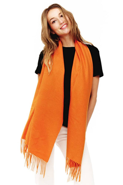 Soft Cashmere Solid Color Fringes Scarf: Camel