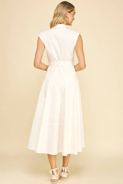 Button Down Midi Dress - Milk white