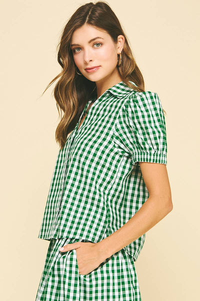 Gingham Button Down Shirt - Green