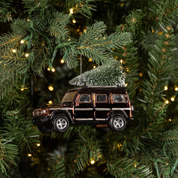 Ornament - Brown SUV Tree Glass