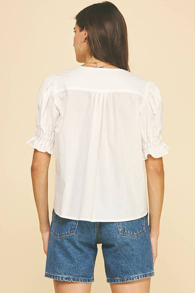 Tucked Detail Button Down Blouse - Off White