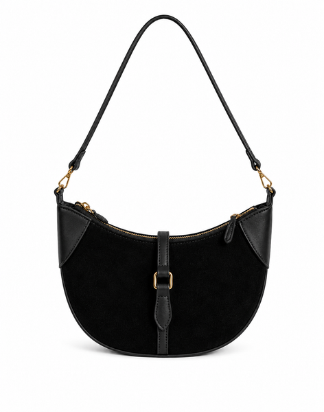 Chelsea Suede Shoulder Bag in Black