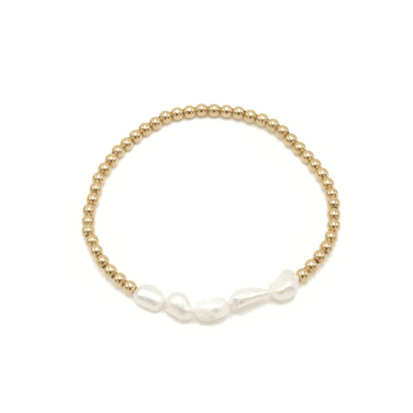 Baroque Row Pearl Bracelet in 14k Gold-Filled: 7