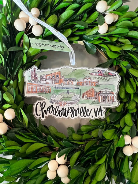 Charlottesville, Virginia Acrylic Skyline Ornament 