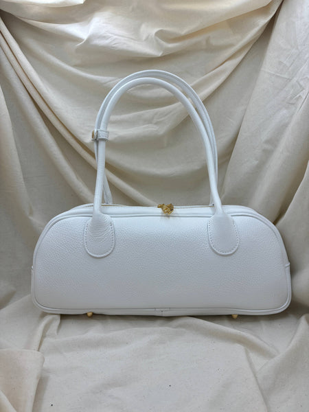 Genuine Leather East-West Bag: Taupe