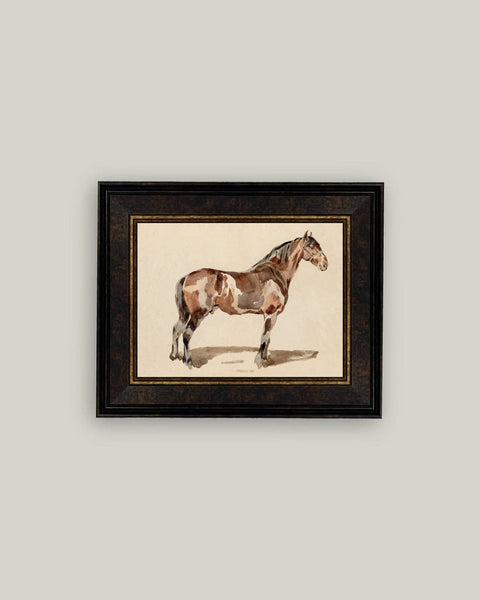 A Bay Horse Framed Antique Art: 9x7