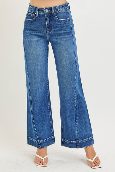 Tummy Control High Rise Ankle Wide Jeans