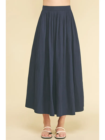 Pleated A-Line Midi Skirt