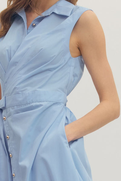 Sleeveless Tie Waist Midi Dress