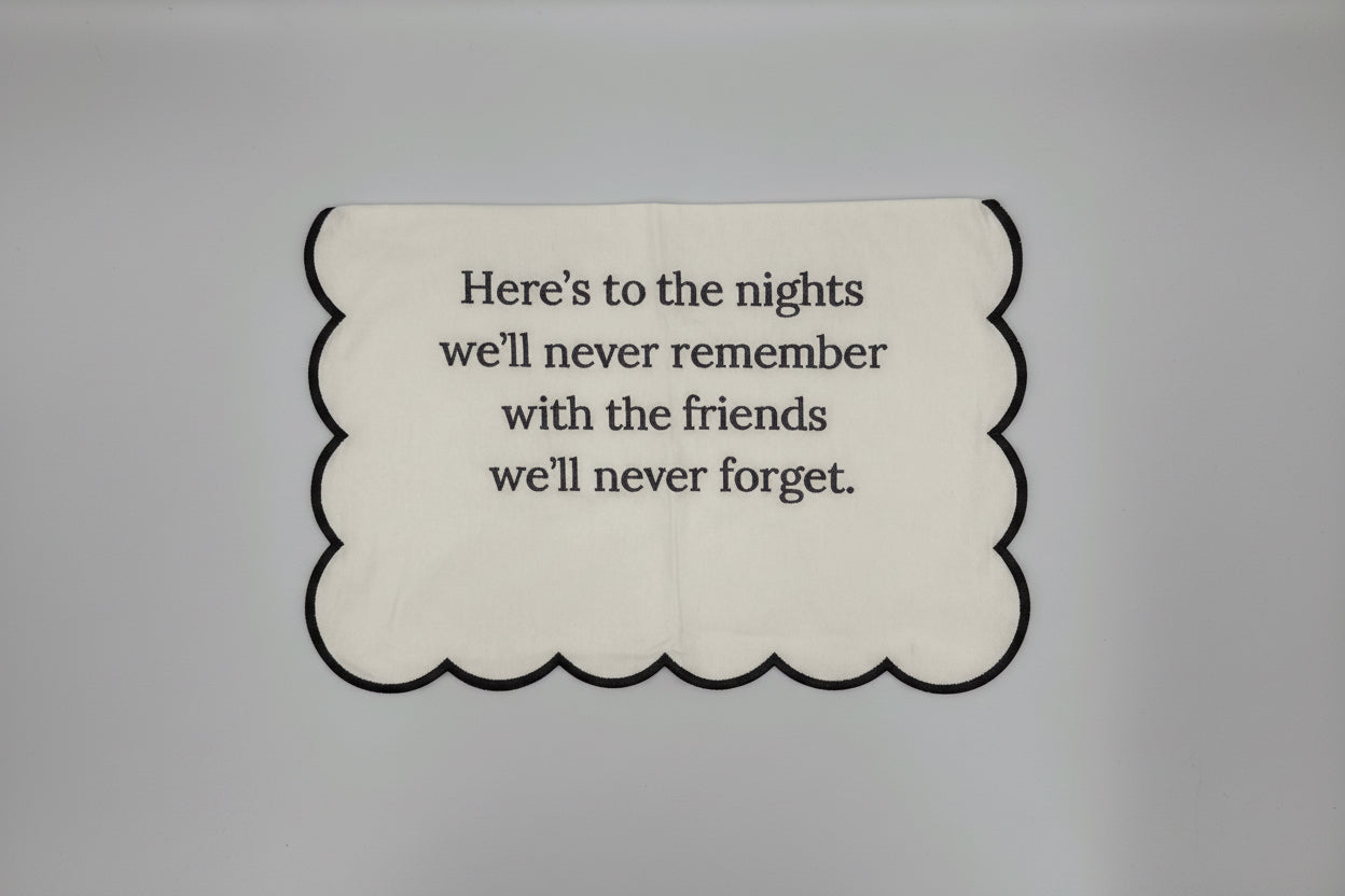 Scallop Embroidered Tea Towel