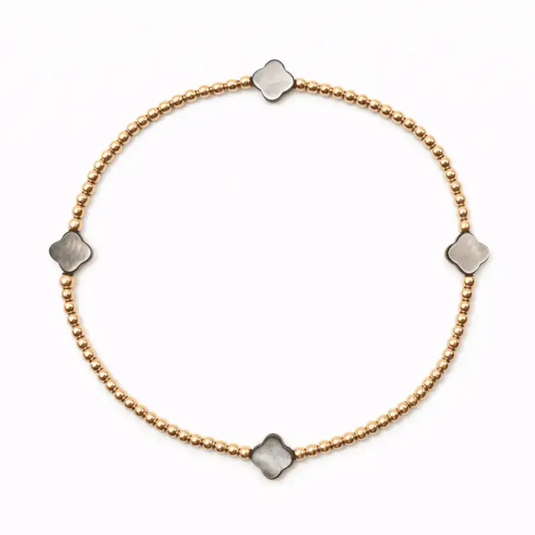 The Lucky Clover Bracelet in Black Mother of Pearl