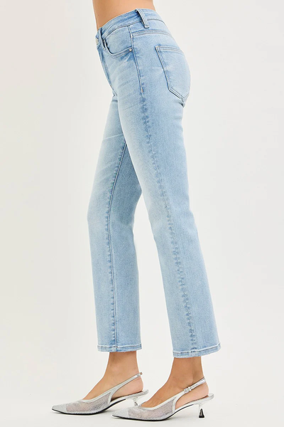 Light Wash Jeans - High Rise, Crop, Straight, Tummy Control