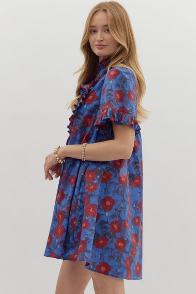 Floral Print Pintuck Mini Dress